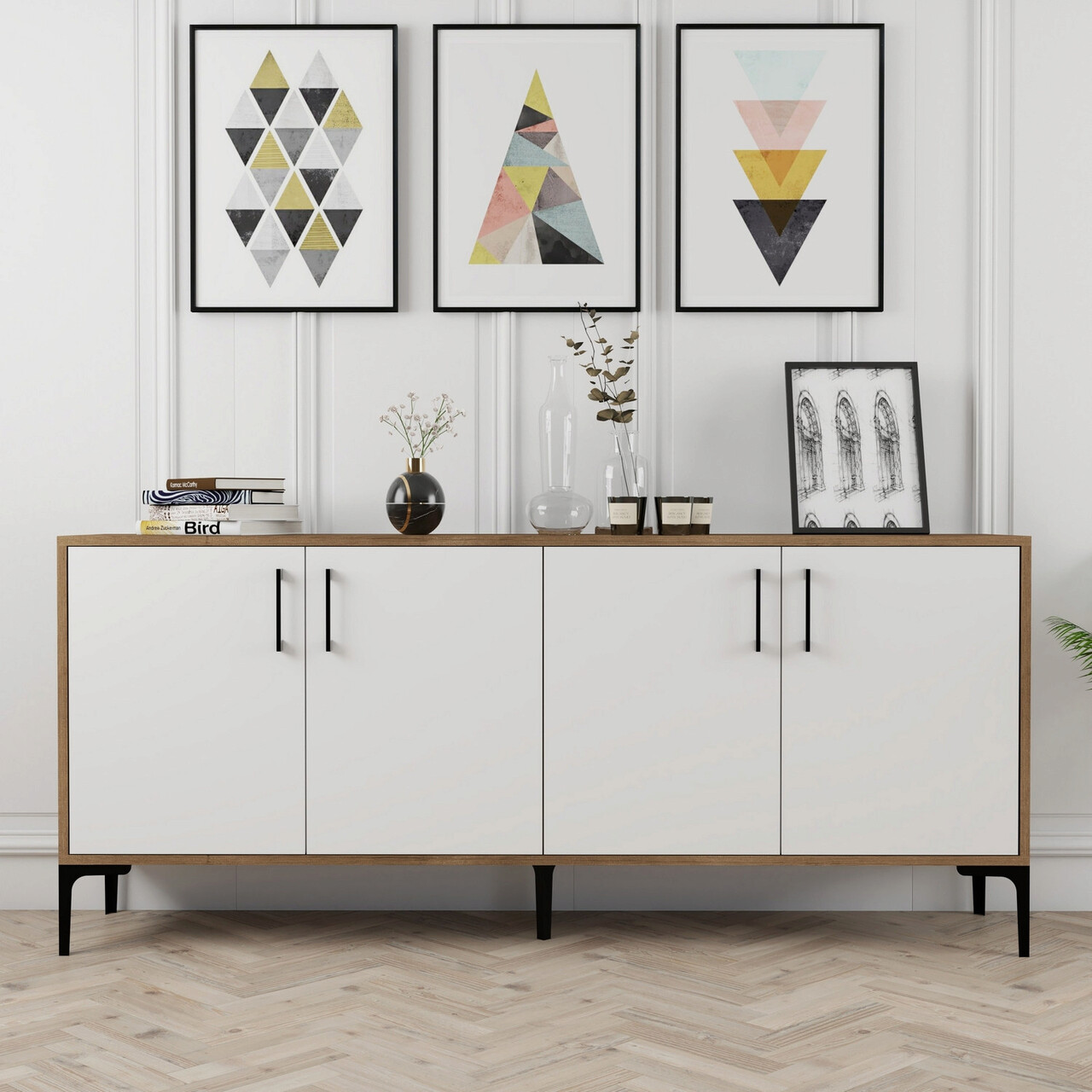 Consola, Hanah Home, Kiev, 180x78x35 cm, Nuc/Alb - imagine 7